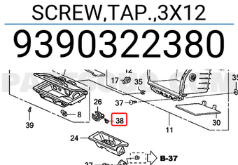 Honda 9390322380 SCREW,TAP.,3X12