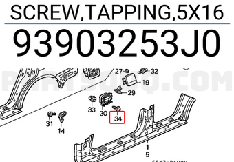 Honda 93903253J0 SCREW,TAPPING,5X16