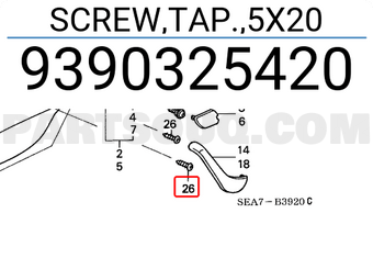 Honda 9390325420 SCREW,TAP.,5X20