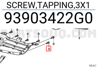 Honda 93903422G0 SCREW,TAPPING,3X1
