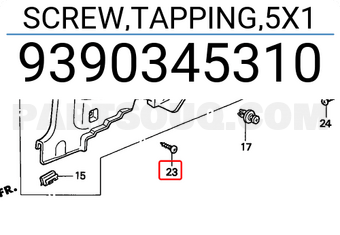Honda 9390345310 SCREW,TAPPING,5X1