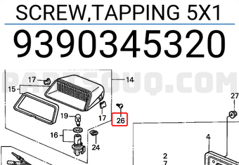Honda 9390345320 SCREW,TAPPING 5X1