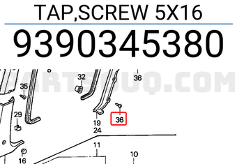 Honda 9390345380 TAP,SCREW 5X16