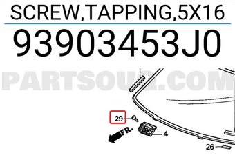 Honda 93903453J0 SCREW,TAPPING,5X16