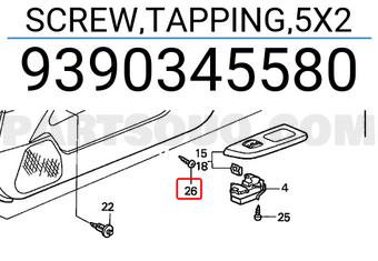 Honda 9390345580 SCREW,TAPPING,5X2