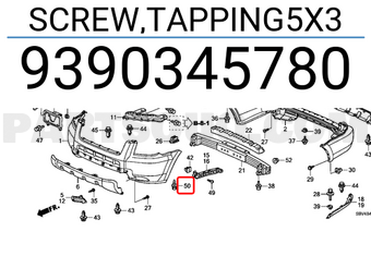 Honda 9390345780 SCREW,TAPPING5X3