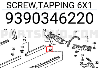 Honda 9390346220 SCREW,TAPPING 6X1
