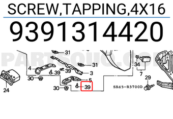 Honda 9391314420 SCREW,TAPPING,4X16