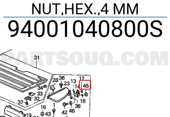 Honda 94001040800S NUT,HEX.,4 MM