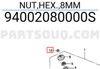 Honda 94002080000S NUT,HEX.,8MM