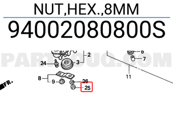 Honda 94002080800S NUT,HEX.,8MM