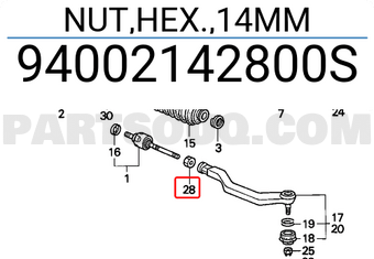 Honda 94002142800S NUT,HEX.,14MM