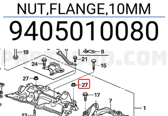 Honda 9405010080 NUT,FLANGE,10MM