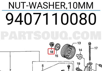 Honda 9407110080 NUT-WASHER,10MM