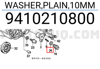 Honda 9410210800 WASHER,PLAIN,10MM