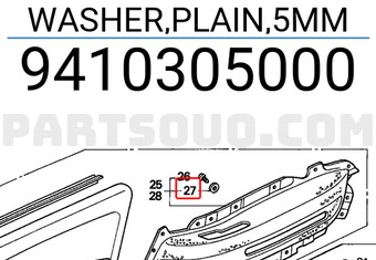 Honda 9410305000 WASHER,PLAIN,5MM