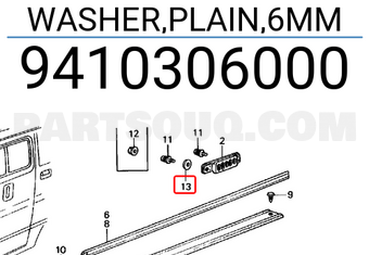 Honda 9410306000 WASHER,PLAIN,6MM