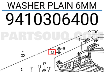 Honda 9410306400 WASHER PLAIN 6MM