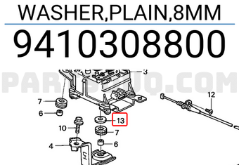 Honda 9410308800 WASHER,PLAIN,8MM