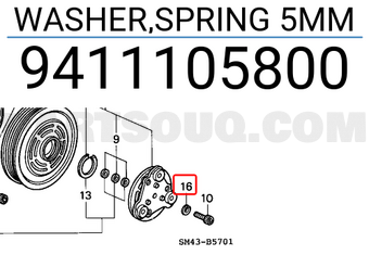 Honda 9411105800 WASHER,SPRING 5MM