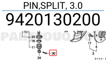 Honda 9420130200 PIN,SPLIT, 3.0