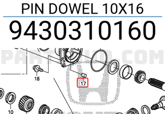 Honda 9430310160 PIN DOWEL 10X16