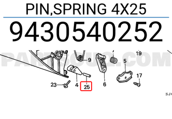 Honda 9430540252 PIN,SPRING 4X25