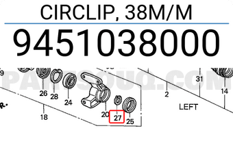Honda 9451038000 CIRCLIP, 38M/M