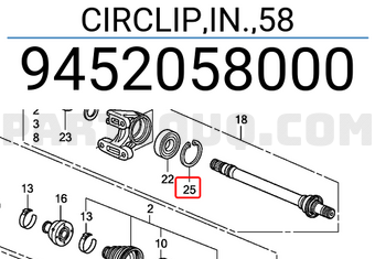 Honda 9452058000 CIRCLIP,IN.,58