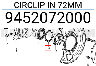 Honda 9452072000 CIRCLIP IN 72MM
