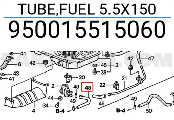 Honda 950015515060 TUBE,FUEL 5.5X150