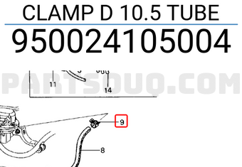 Honda 950024105004 CLAMP D 10.5 TUBE
