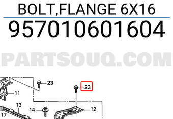 Honda 957010601604 BOLT,FLANGE 6X16