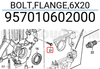 Honda 957010602000 BOLT,FLANGE,6X20