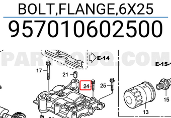 Honda 957010602500 BOLT,FLANGE,6X25