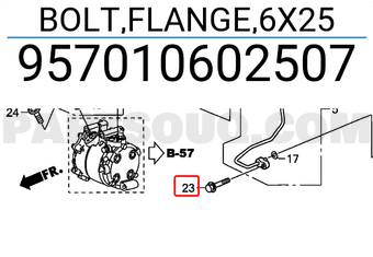 Honda 957010602507 BOLT,FLANGE,6X25