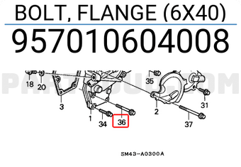 Honda 957010604008 BOLT, FLANGE (6X40)
