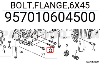 Honda 957010604500 BOLT,FLANGE,6X45