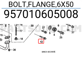 Honda 957010605008 BOLT,FLANGE,6X50