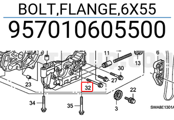 Honda 957010605500 BOLT,FLANGE,6X55