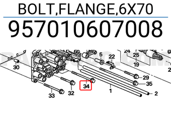 Honda 957010607008 BOLT,FLANGE,6X70