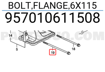Honda 957010611508 BOLT,FLANGE,6X115