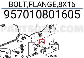 Honda 957010801605 BOLT,FLANGE,8X16