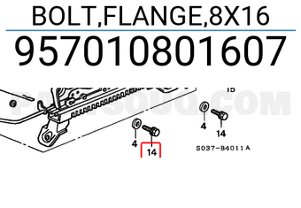 Honda 957010801607 BOLT,FLANGE,8X16