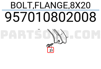 Honda 957010802008 BOLT,FLANGE,8X20
