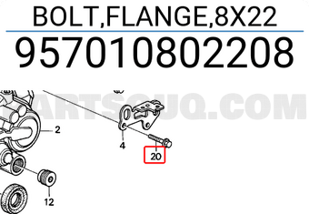 Honda 957010802208 BOLT,FLANGE,8X22