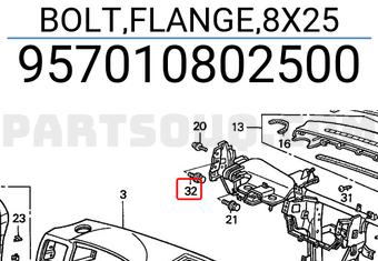 Honda 957010802500 BOLT,FLANGE,8X25