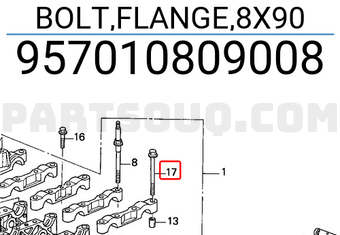 Honda 957010809008 BOLT,FLANGE,8X90
