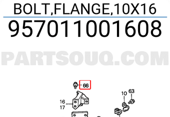 Honda 957011001608 BOLT,FLANGE,10X16