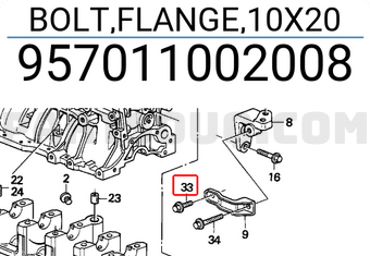 Honda 957011002008 BOLT,FLANGE,10X20